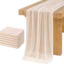 Ling's moment 6-Pack 10ft Nude Sheer Chiffon-Like Table Runner with Silver Sparkle Table Decor for Wedding Rustic Boho Shower Party(Nude, Set of 6)