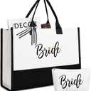 Lamyba Bride To Be Gifts for Wedding, Bridal Shower Gifts, Bachelorette Party, Engagement,Honeymoon, Bride Bag Tote with Makeup Bag