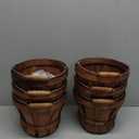 6 Pcs Round Wooden Apple Baskets Small Bushel with Handles for Gifts Empty Harvest Basket fruit Buckets for Garden Picking Strawberry Fruits Flowers Crafts Easter Home Wedding Party Decor