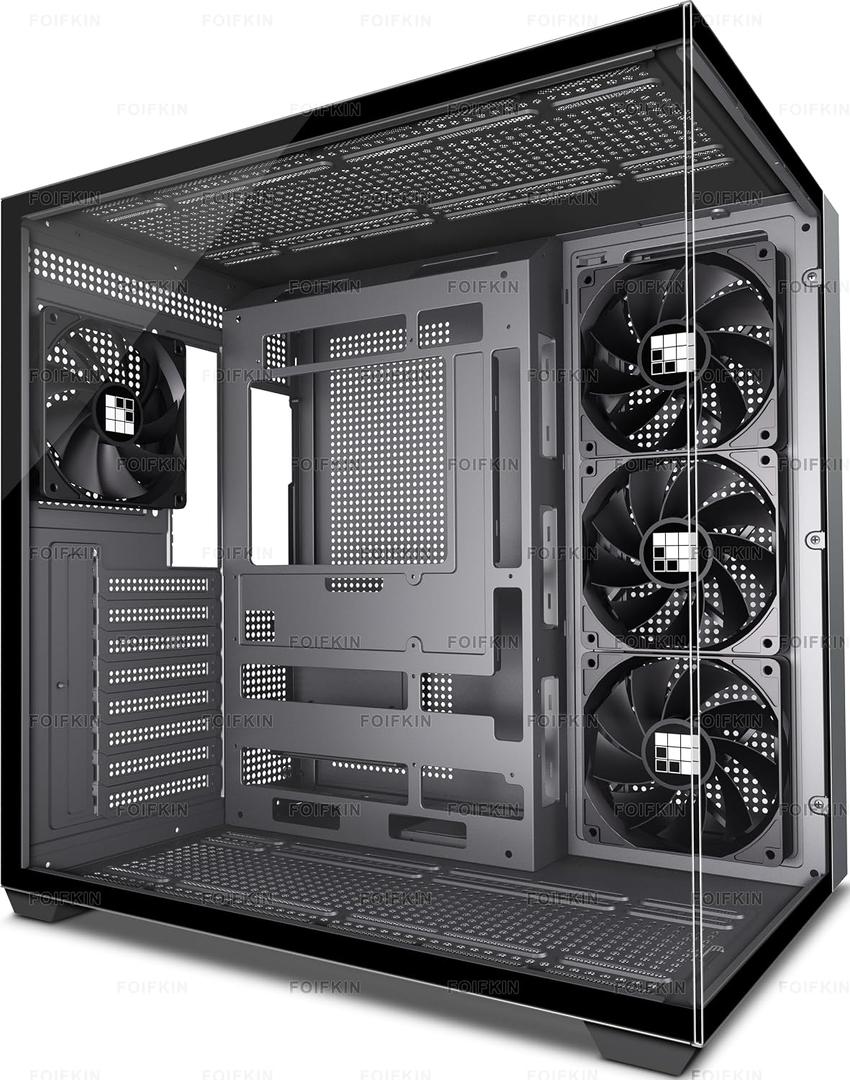 FOIFKIN F300 (2025) PC Case - Pre-Installed 4 No RGB Fan, ATX Mid-Tower Computer case, Gaming PC Case, 270° Panoramic Glass with Type-C, FOIFKIN (Black+)