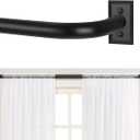 TANGWIN Black Wrap Around Curtain Rods 48 to 90:Blackout Heavy Duty Adjustable Window Curtain Rod for Bedroom Kitchen,Modern Industrial Curved French Return Metal Drapery Rods Easy Install,Matte Black