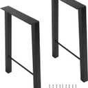 TENGCHANG 22'' Black Industry Table Legs Metal Bench Coffee Desk Chair Leg Set of 2