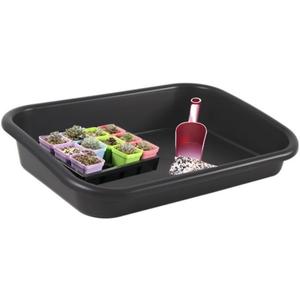 Garden Tidy Tray, Multifunctional One Piece Potting Tray for Seeding, Mixing, Growing and Storage, Succulent and Cactus Soil Potting Mix 23"x16.4"x4.3" (Black)