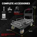 Platform Trucks Flatbed Cart Heavy Duty with Brake Wheels & Foldable Fence, Flat Dolly 1300lbs Capacity with Bungee Cord, 36"x24" Folding Hand Cart for Moving Furniture/Office/Warehouse/Garage