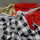 7Pack Christmas Red Costume Kids Girls Christmas Dress with Wig Long Blonde Braid with Red Beads Necklace Bow (M/5-6Y)