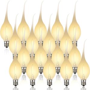 Meonum 18 Pcs Silicone Dipped Candle Light Bulbs, LED Silicone Candle Bulbs, 0.7 Watts Chandelier Light, C7 Lamps, E12 120V White Soft Coating Lighting for Window Candelabra, Chandelier (Gold Glow)