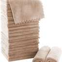 MOONQUEEN Ultra Soft Premium Washcloths Set - 12 x 12 inches - 24 Pack - Quick Drying - Highly Absorbent Coral Velvet Bathroom Wash Clothes - Use as Bath, Spa, Facial, Fingertip Towel (Brown)