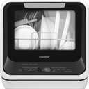COMFEE' Portable Mini Dishwasher Countertop with 5L Built-in Water Tank for Apartments& RVs, No Hookup Needed, 6 Programs, 360 Dual Spray, 162 High-Temp& Air-Dry Function (Whole Black)
