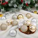 Jenaai 12 Pcs Large Champagne Gold Christmas Ball Ornaments, 4 Inch Big Oversized Shatterproof Tree Decorations Matte Glitter Giant Jumbo Plastic Hanging Baubles for Xmas Holiday Party Indoor Outdoor