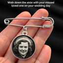 Wedding Boutonniere Bouquet Charm Pin Double Sided Round Photo Charm Mother of the Bride Gift for Groom with Photo Resizing Software