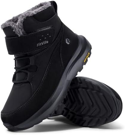 FitVille Womens Wide Snow Boots Fur Lined Boots for Women Winter Warm Boots Wide Width Womens Outdoor Snow Booties Size 7.5 Women