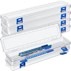 8 Pcs Translucent Plastic Paint Brush Holders Paint Brush Case Organizers Drawing Tools Storage Box Long Paint Brush Case Watercolor Pen Pencil Container Buckle Design for Artist 13 x 2.7 x 1.4 Inches