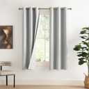 NICETOWN Grey Noise and Lights Block Out Curtains, 2 Panels, 34-inch W by 70-inch L, Thermal Insulated 100% Blackout 2-Layer Lined Drapes, Noise Cancellation Window Draperies for Dining Room