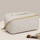 Women's Travel Cosmetic Bag PU Leather Toiletry Bag Large Capacity Convenient Toiletry Storage Bag