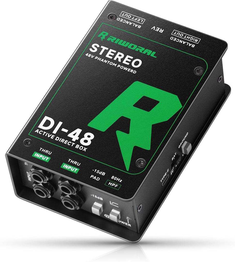 Direct Box with Dual 1/4” High-Impedance Stereo Inputs Di Boxes Support For Guitar/Bass Instruments Premium Direct Injection Active Di Box For Thru & XLR Outputs (Active Di Box)