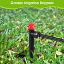 60 Pcs Red Drip Irrigation Emitters with Stake - Adjustable Stream for 1/4" Tubing - Garden Watering System Parts Drippers - Sprinkler Heads
