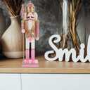 Pink Nutcracker Christmas Decor:12Inch Nutcracker Ornament King Soldier Figures Traditional Wooden Christmas Decorations for Shelves and Tables Tabletop Indoor Collectible Ornament