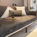 Fun Fuzzy Couch Covers for Sofa,Simple Striped Chenille Anti-Scratch Couch Cover,Chenille Sofa Covers Washable for Sectional Sofa,Dark gray-43"x82"