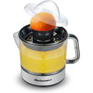 Elite Gourmet ETS623 BPA-Free Electric Citrus Juicer, Compact, Large Volume, Pulp Control, Oranges, Lemons, Limes, Grapefruits with Easy Pour Spout, 24oz, Black/Stainless Steel (24 ounce)