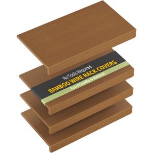 Bamboo Wire Shelf Covers for 30" x 16" Racks, Snap-On Modular Removable Wire Rack Cover for Pantry & Kitchen, Set of 4, Walnut