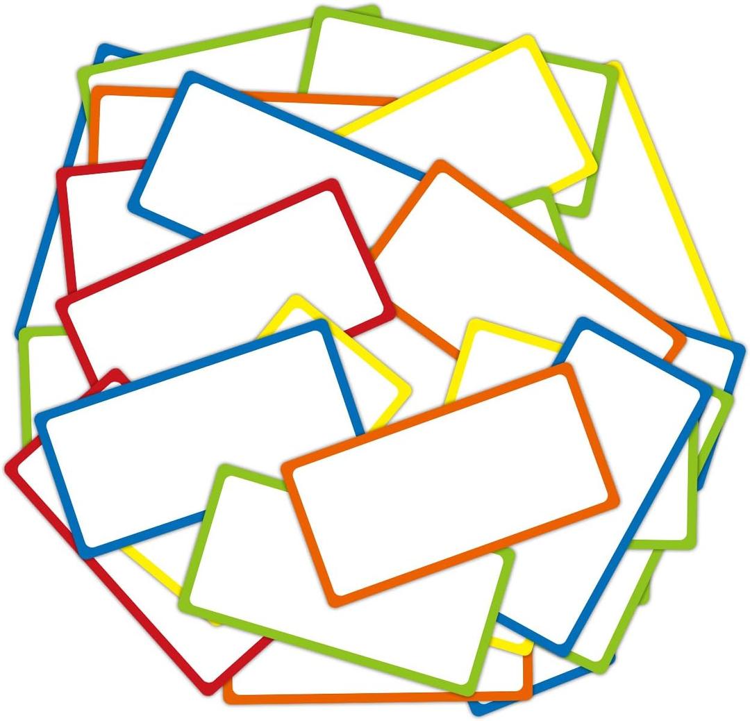 Colored Border Magnetic Dry Erase Labels 4x2 Inch, Reusable Dry Erase Magnet Labels for whiteboard, Pack of 40