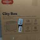 Keter City 30 Gallon Resin Outdoor Storage Box and Patio Furniture Side Table for Pool and Garden Accessories, Brown