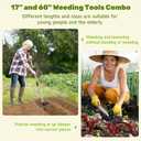 60" Weed Puller Tool with Long Handle and 17" Weeding Tools Gardening Set, Dual Side Hand Weed Rake and Hoe Garden Weeder, Uprooting Weed Pulling Remover Tool for Yard, Patio, Lawn and Garden Planting