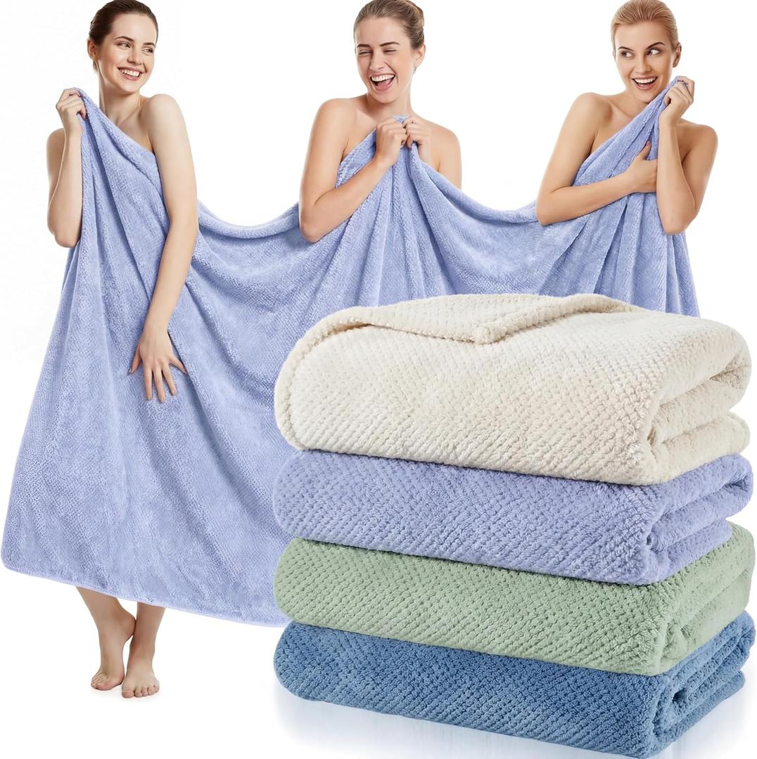 Newwiee 4 Pcs Oversized Bath Towel 40'' x 80'' Bath Sheet,Fresh Colors