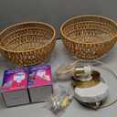 Boho Battery Operated Wall Sconce, Wireless Sconces Set of 2 with Remote, Rattan Upgrade Rechargeable Wall Sconces Set of Two for Bedroom, Living Room, Entryway, 3 Colors Dimmable, (Gold)