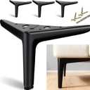 Black Furniture Legs Heavy Duty, Metal Legs for Furniture Set of 4, Short Dresser Legs 5 Inch, Modern DIY Cabinet Feet Replacement for Couch Futon Cube Storage Nightstand Ottoman Sofa
