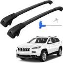 Car Roof Rack Cross Bars Compatible with 2014-2023 Jeep Cherokee (Fit for Raised Side Rails), Aluminum Lockable Roof Cross Bars for Kayak Bike Rooftop Cargo Carrier Bag Basket Luggage