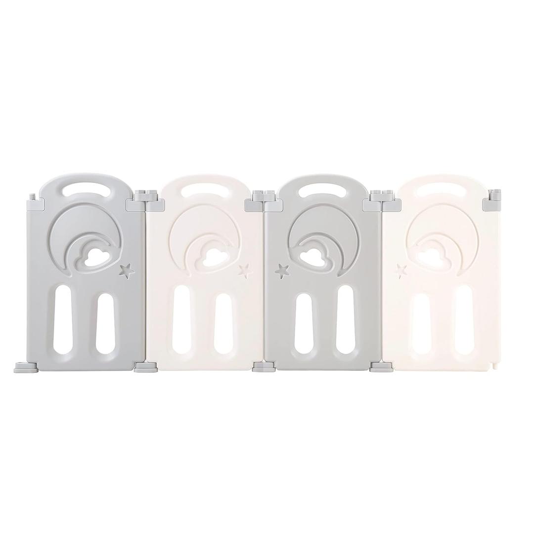 Fortella Cloud Castle Foldable Playpen, Baby Safety Play Yard with Whiteboard and Activity Wall, Indoors or Outdoors (Gray 4-Panel Extension)