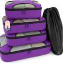 Shacke Premium 5 Packing Cubes Set - Lightweight Mesh Travel Luggage Organizers with Laundry Bag, 5-Piece Suitcase Storage System (Orchid Purple)