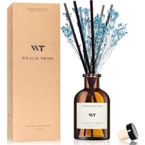 WEALD TRIBE Flower Reed Diffuser Set Cashmere Vanilla Scent for Bathroom Air Fresheners | 4.0 fl oz Essential Oils with Sticks Home Fragrance Defusers | House Bedroom Office Shelf Decor & Gift