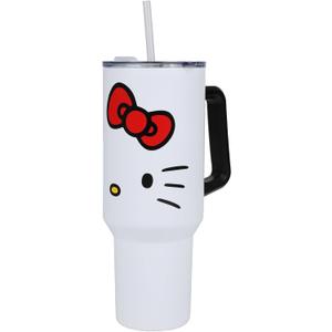 Tumbler with Handle 40 oz Stainless Steel Insulated Travel Coffee Mug with Lid Officially Licensed Kitty Character Cup