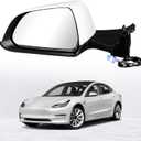 Door Mirror Assembly Rear View Mirror Compatible with 2017-2023 Tesla Model 3 Driver Side with 13 Pins/Memory Recall/Power Adjusted/Fold/Heated Replace 1592031-00-E (White)