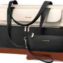 LOVEVOOK Laptop Bag for Women 17.3 Inch Laptop Tote Work Bags Professional Leather Computer Briefcase Waterproof Handbag Shoulder Large Capacity Business Teacher Office Crossbody Purse