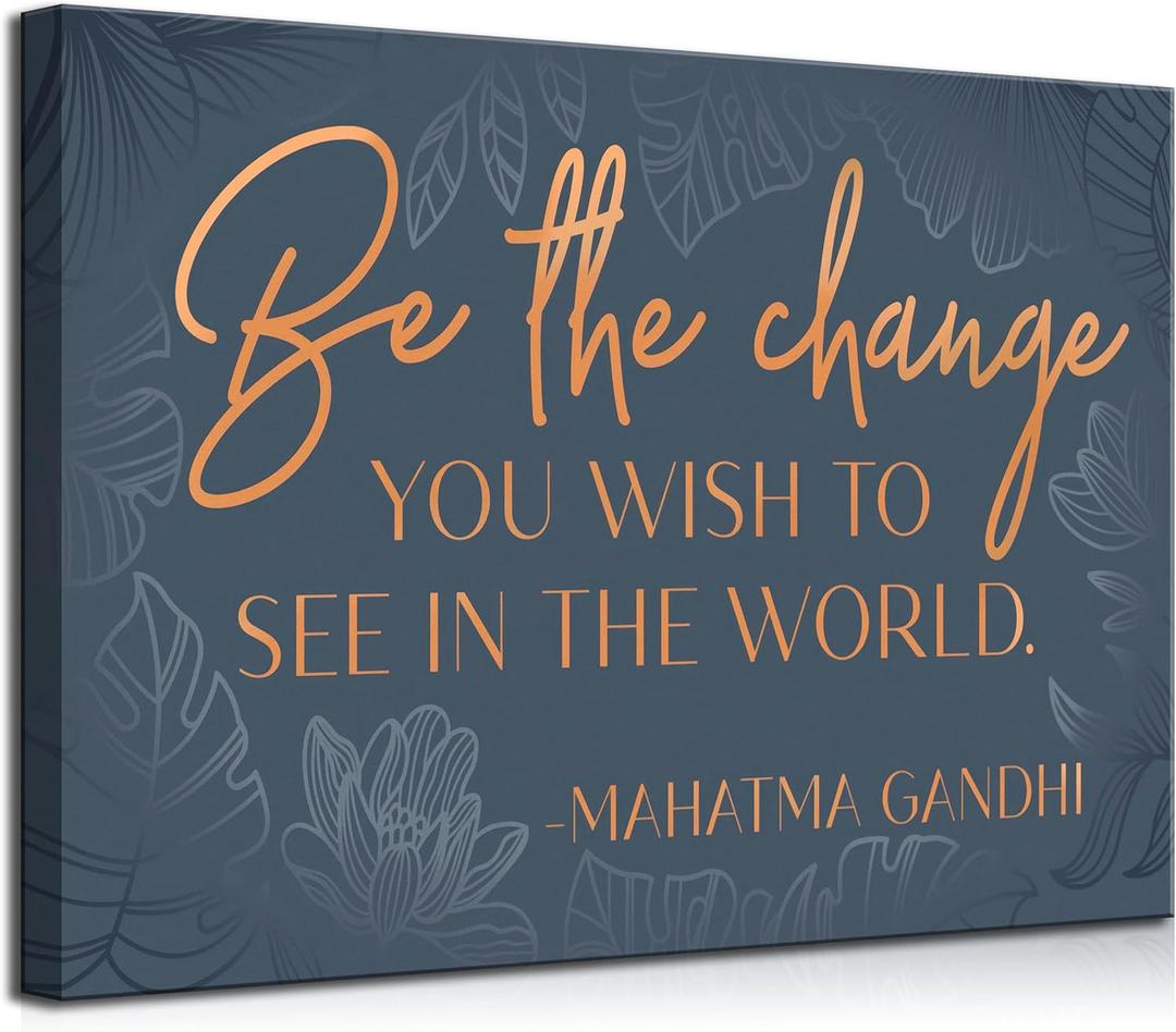 Inspirational Office Canvas Wall Art Blue and Gold Motivational Quotes Inspiring Paintings, Pictures Wall Decor Posters Prints Artwork for Bedroom Living Room Home Decoration