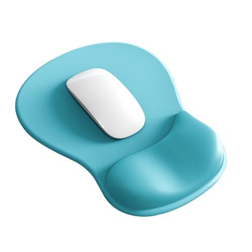 Mouse Pad with Wrist Rest,Ergonomic Mouse Pad with Comfortable Gel Wrist Rest Support and Non-Slip PU Base for Easy Typing Pain Relief, Durable and Washable(Blue)