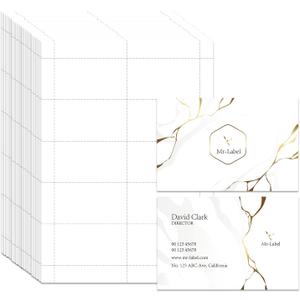 Mr-Label 240gsm Heavyweight Printable Business Cards 3.5" x 2", Photo Grade Color Printing, Micro-Perforated A4 Glossy White Double-Sided Inkjet Paper Cardstock (50 Sheets Total 500 Cards)