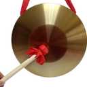 RUIMIMI Gong Instrument with 16.4 inch(42cm),Chinese Traditional Percussion Instrument Brass Gong with Wooden Mallet and Red Hanging Ribbon for Home Office Celebration