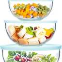 8 Piece Glass Bowls with Lids, Heat Resistant Glass Mixing Bowls Set (3.7QT, 2.1QT, 1.1QT, 0.53QT), Clear Salad Bowls with BAP-Free Lids for Kitchen, Oven Microwave Dishwasher Safe