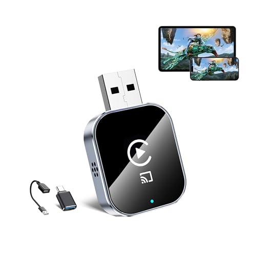 Wireless CarPlay Adapter for Android Auto - 3 in 1 Airplay Mirror Link Adapter Multi-User Seamless Connection Converts Wired to Wireless CarPlay Adapter - No Latency from iOS 10+ to Screen w/USB-C