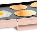 COOK WITH COLOR Electric Griddle 1200W, Nonstick Surface for Pancakes, Burgers, Eggs & More, Removable Temperature Control, Slide-Out Drip Tray, 10" x 16" Cooking Area, Dusty Rose