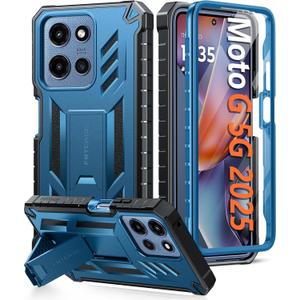 FNTCASE for Motorola Moto G-5G-2025 Case: Military Grade Drop Proof Protection Mobile Cover with Kickstand | Matte Textured Rugged Shockproof TPU | Protective Sturdy Phone Case - Blue