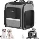 Dog Backpack Carrier Large Pet Carrier Backpack for Kitten Small Dogs Puppies & Large Cats Up to 18 Lbs, Breathable Dog Backpack with Anti-Scratch Mesh, Ventilated Design, Perfect for Travel (15.7"L x 12.6"W x 15.0"H, Grey Standard)
