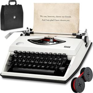 Manual Typewriter with Ribbon, Mechanical Retro Portable Typing Machine | Type Writer for Office & Home Vintage Decor, Classic Old Fashioned Typewriter for Writers, Notes, Letters & Creative Writing