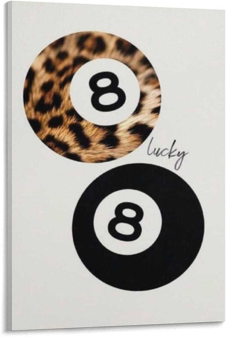 Vintage Lucky 8 Ball Poster, Retro Pool Hall Wall Art 3 Canvas for Bedroom Living Room Decor 20x30inch(50x75cm) Frame-style