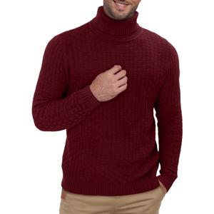 TUREFACE Red Turtleneck Sweater for Men Long Sleeve Casual Winter Knitted Pullover Slim Fit Turtlenecks, XL