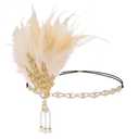 choyaxo Flapper Headband Roaring 20s Headpiece Flapper Headpiece Feather Headband for Women (Yellow)